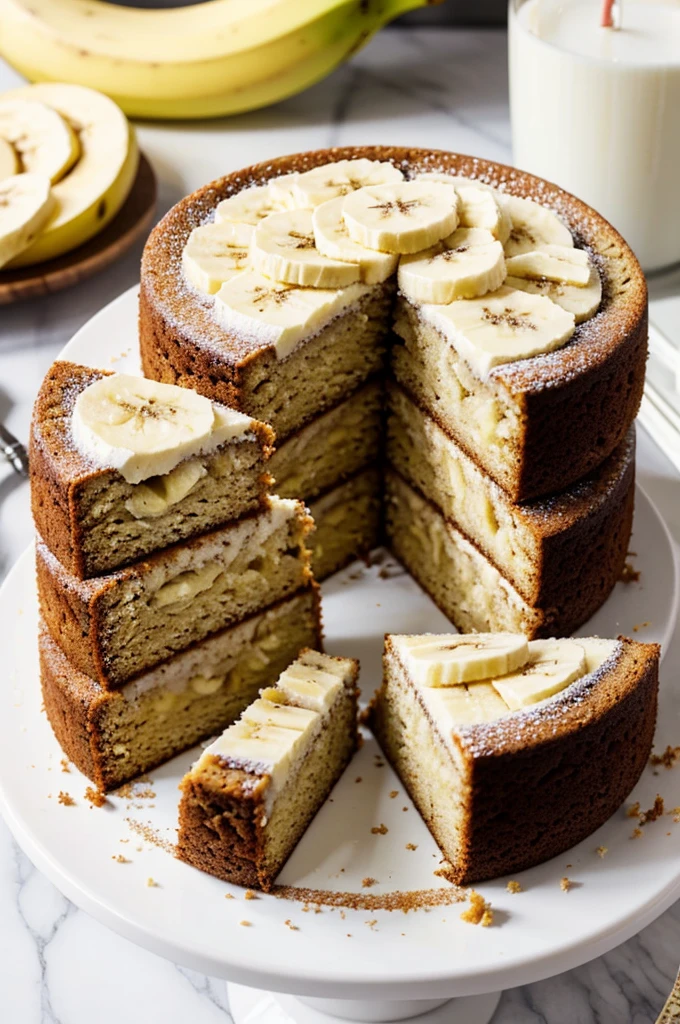 A banana cake cut into slices with a white background (What is a carousel for an Instagram post?)