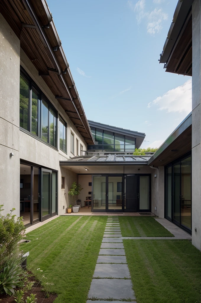 Building with a green roof and facade