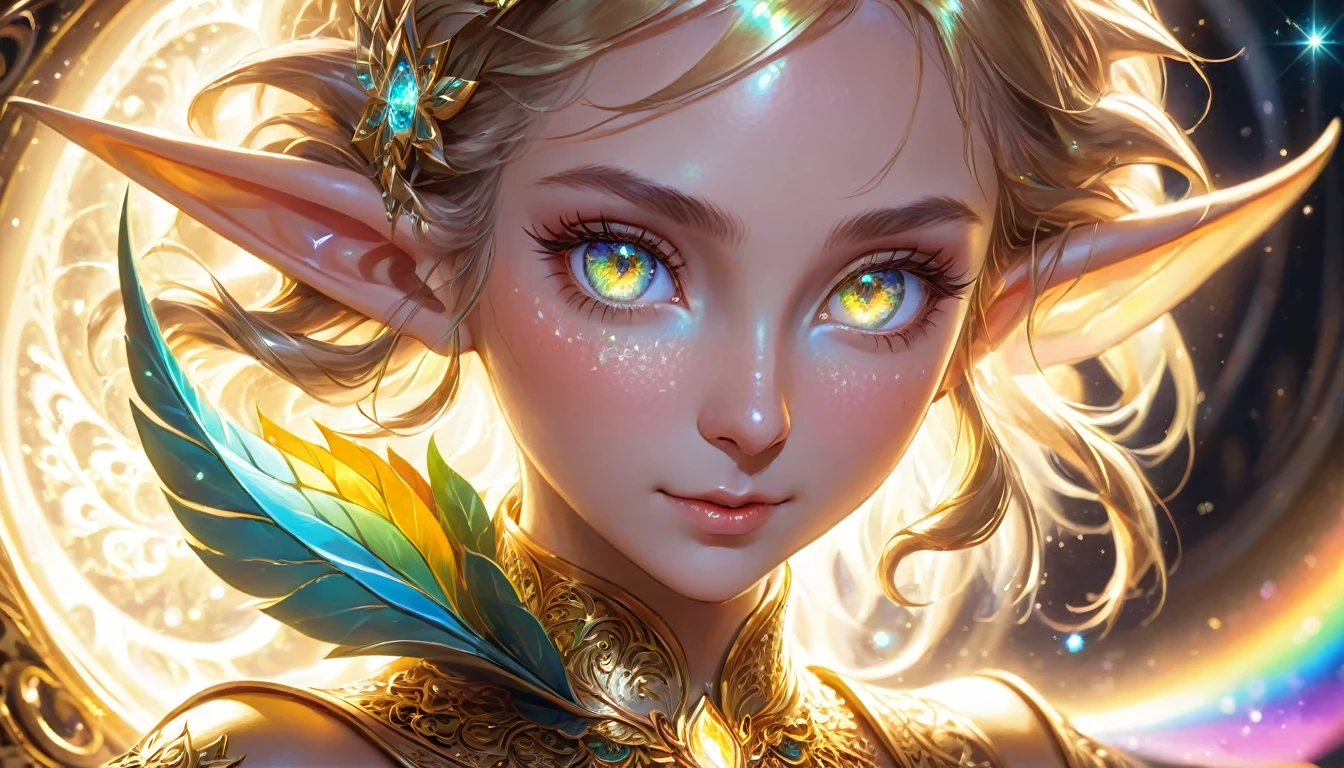 background, fantasy, fantastic, fantasy, adventure, hope, magic, elf, Beautiful and aesthetic: 1.2)), (Golden ratio: 1.2), (full bodyesbian: 1.2), (Ultra detail: 1.3), (Fractal art: 1.3), (Glitter Pupil)), (Colorful: 1.5), (Hyper-detailing), (exquisite details)), (complex details), ((Cinematic light, Top Quality Backlight)), High contrast, ((BEST lighting, Very delicate and beautiful)), ((Cinematic light)), (ray-traced reflection, Shine) (Glowing aura)), Shock sensation, (Real: 0.5), Original 2 High Saturation,