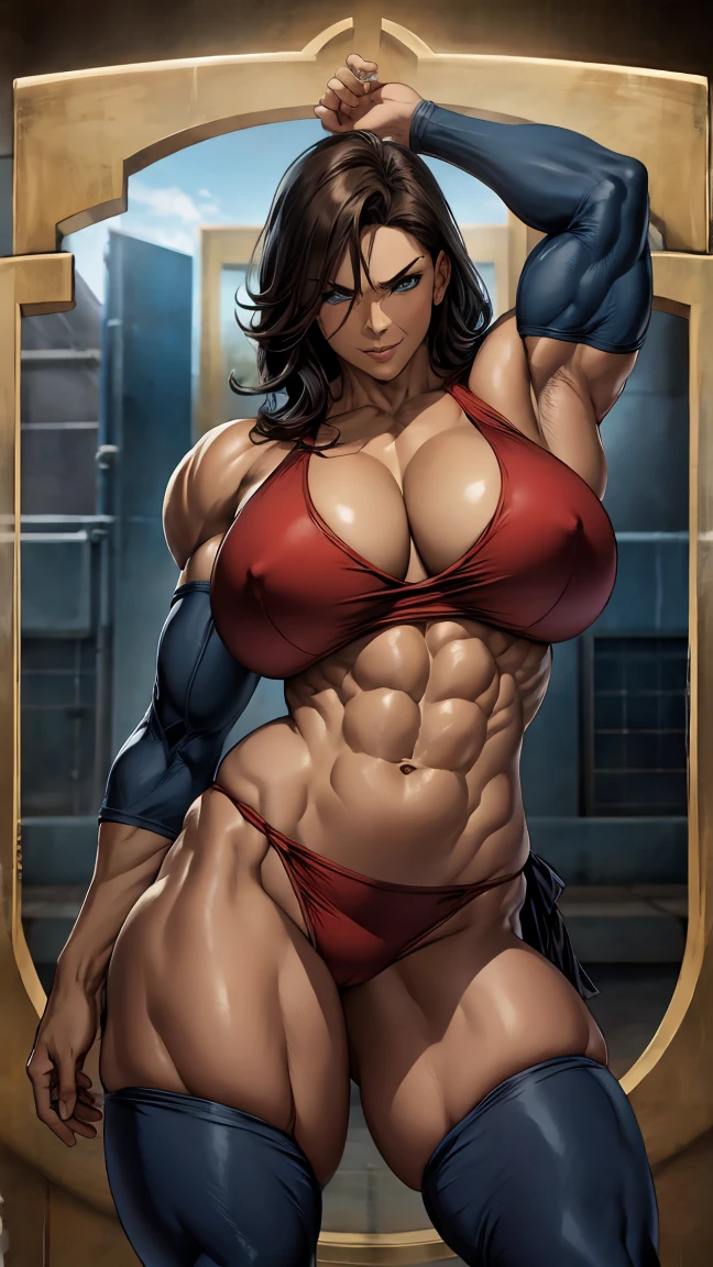 Huge muscle woman abs big pecs muscle legs