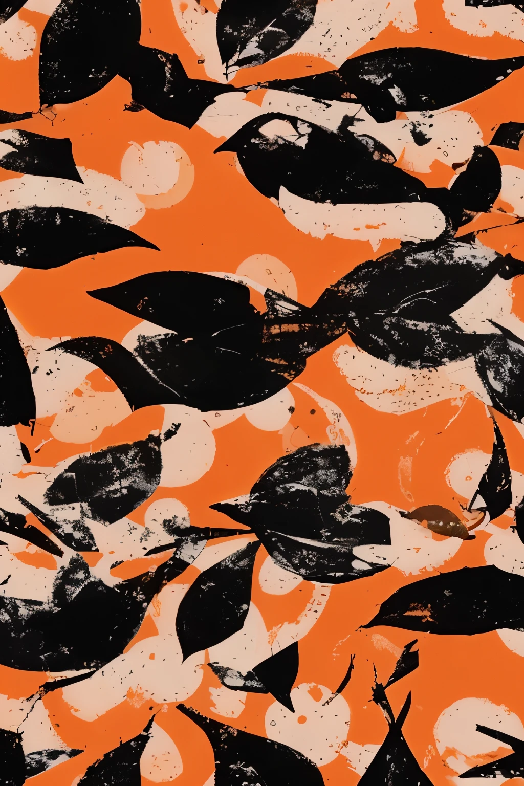 Create a minimalist abstract pattern in dark orange and black lines.