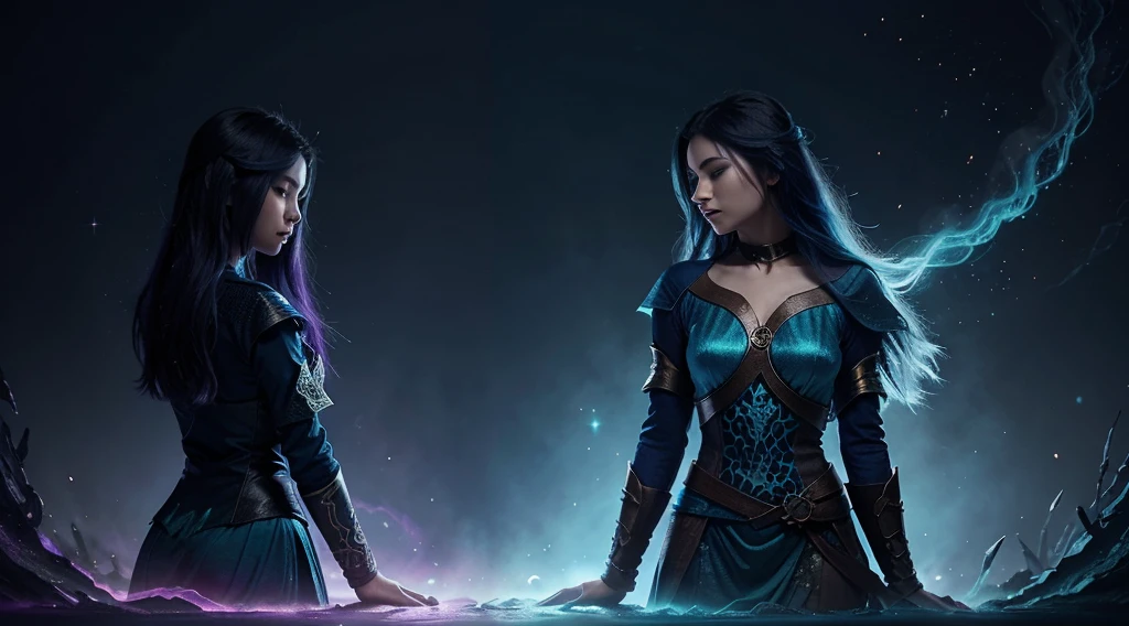 Generate a mystical gradient merging indigo and teal, ideal for a fantasy-themed artwork or book cover.