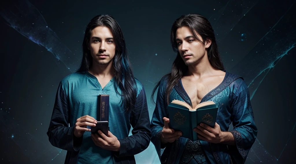 Generate a mystical gradient merging indigo and teal, ideal for a fantasy-themed artwork or book cover.