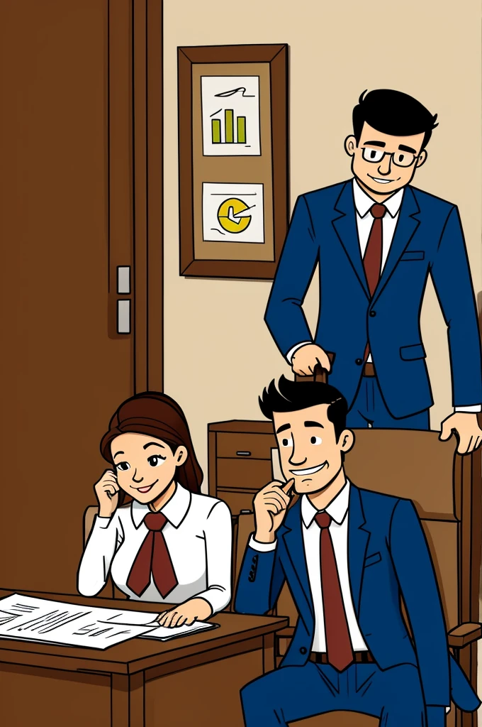 Woman and man doing business cartoon