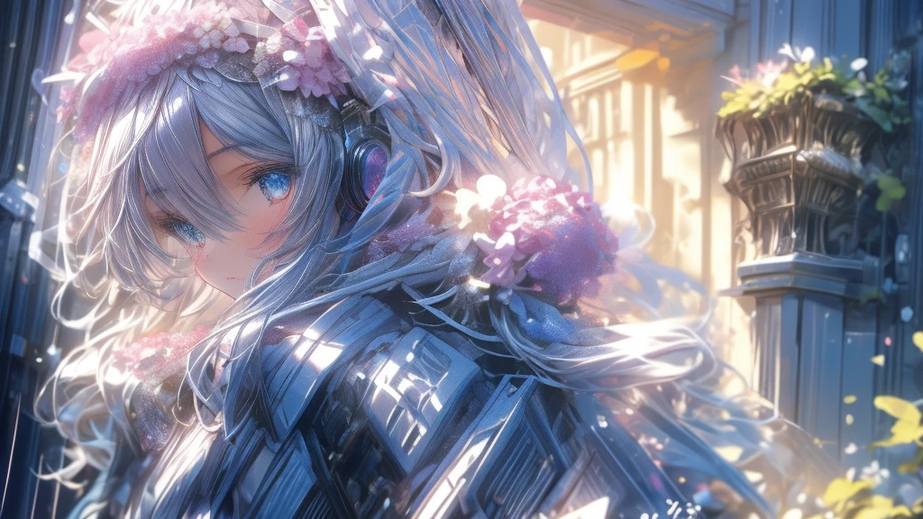 (Masterpiece), (Best Quality), (ultra detailed),(disheveled hair),(illustration), (1 girl), (fashion clothes), standing, model, looking at the viewer, (interview), (simple background),Beautiful detailed eyes, delicate beautiful face, floating,(high saturation),(colorful splashes),colorful bubble,(bright), focus on face, Ayaka Kamisato, light blue fur, hits, hair ring, floating flowers, floating hairs.girl, anime waifu, looking at the viewer, Very detailed, transparent reflections iridescent colors, wide transparent iridescent RGB hair, art of Serafleur from artstation, thick acrylic，illustration on pixiv, portrait from the waist up, beautiful sacred girl, Best Quality, ultra detailed,sad,intelligent,beautiful face , beautiful light black background, Character style represented by Octane,
