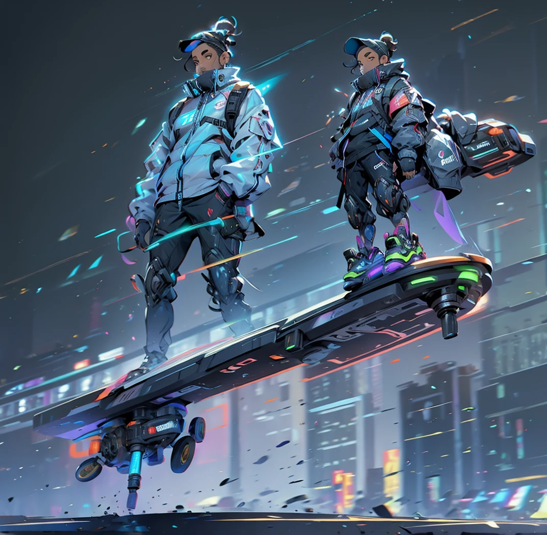 Man on a futuristic hoverboard