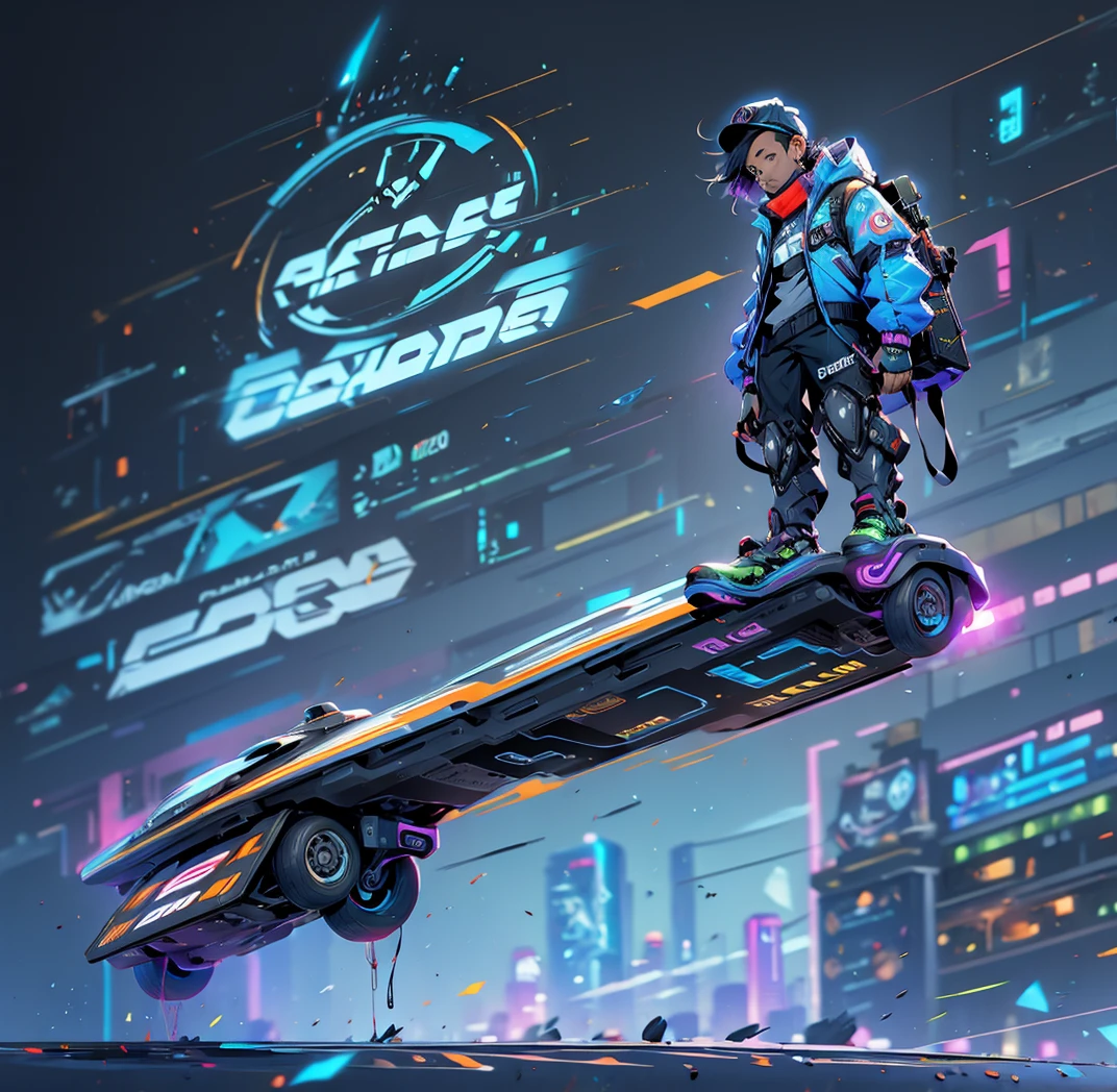 Man on a futuristic hoverboard