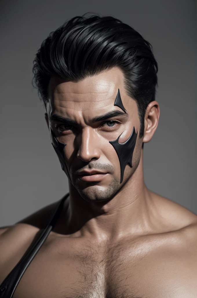 realistic detailed man with bat face