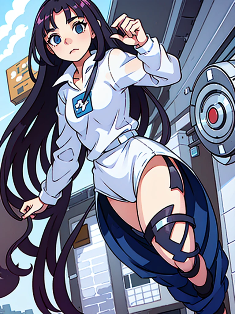 a young giant woman locked in a laboratory