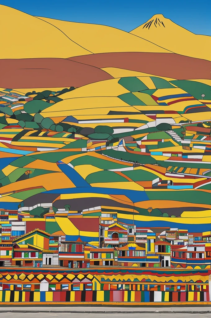 Sketch for a rectangular mural on the inti Raymi of Cotacachi - Ecuador