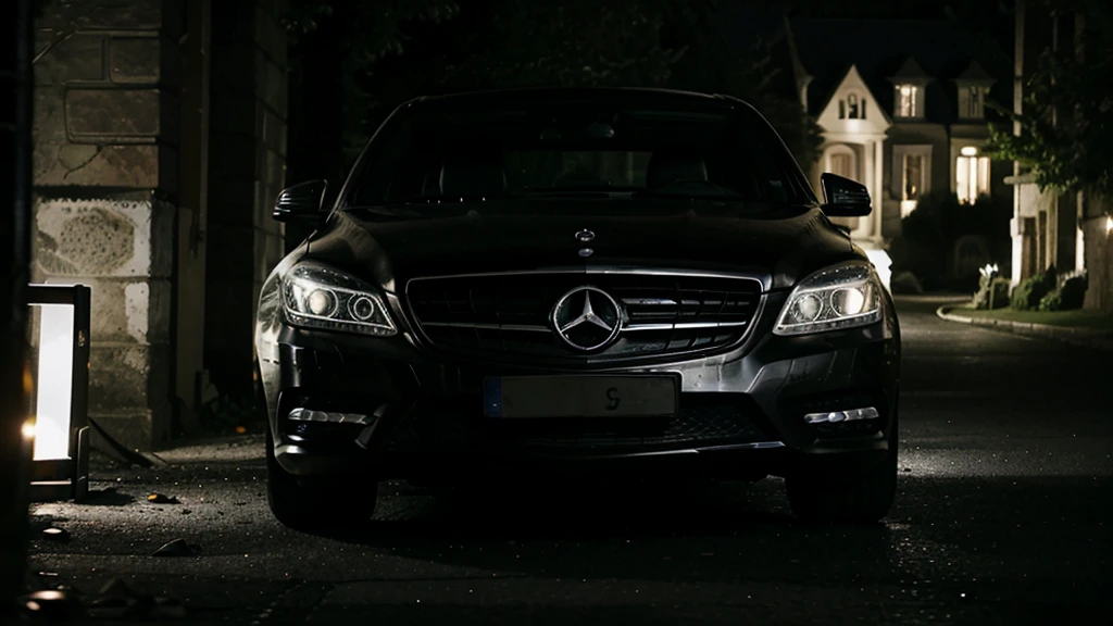 Car Breaking Down:
A women getting out of a black mercedes benz car that has broken down in front of an old, spooky mansion, night seen, surrounded by darkness, high quality