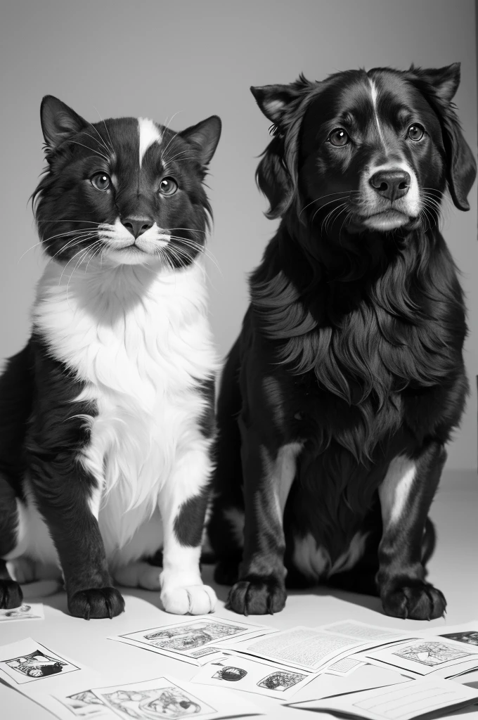 separate animals to color black and white, for children, to color