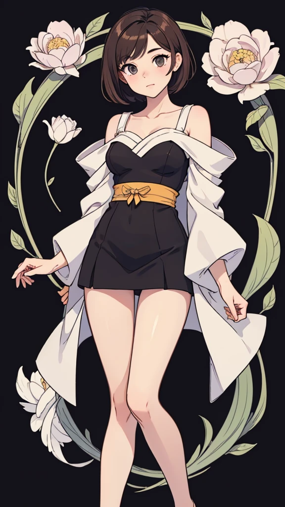 (((masterpiece, best quality, ultra highres, 1 girl, solo, no background))), super detailed skin and face and eyes and finger, beautiful japanese woman, small breasts:1.5, skinny, light brown hair, white background, very short pixie hair, (an illustration of girl), Knee shot, Generate with illustrations, Various expressions, Various poses, Various Costumes, Please draw the entire character within the frame, ensuring that the head, arms, and legs are not cut off. The background should be simple, with the character positioned centrally, outline,