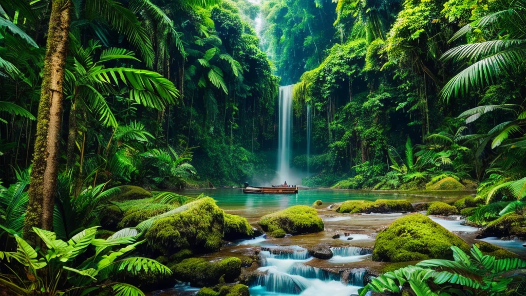 amazon style nature, illustration,(((best quality))),((ultra-detailed)), Real film style, nature, jungle, scenery