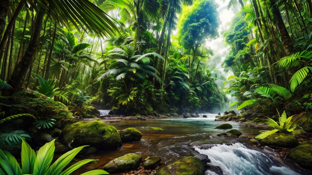 amazon style nature, illustration,(((best quality))),((ultra-detailed)), Real film style, nature, jungle, scenery