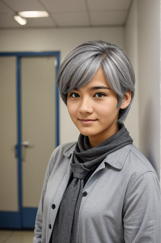 Gray hair 50 years old highschool student