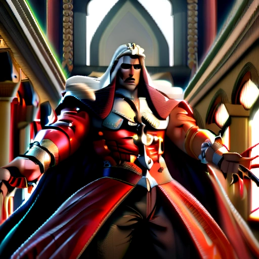 Castlevania Hyper Realistic Lord of Shadows Super Detailed Moroccan Arabic Lord Dracula Muscular Hokuto no Ken kenshiro , fearless, Handsome Scary Man withbred Islamic Turban Moroccan Islamic Castlevania Shadow Lords Leading Troops Armed with Demons