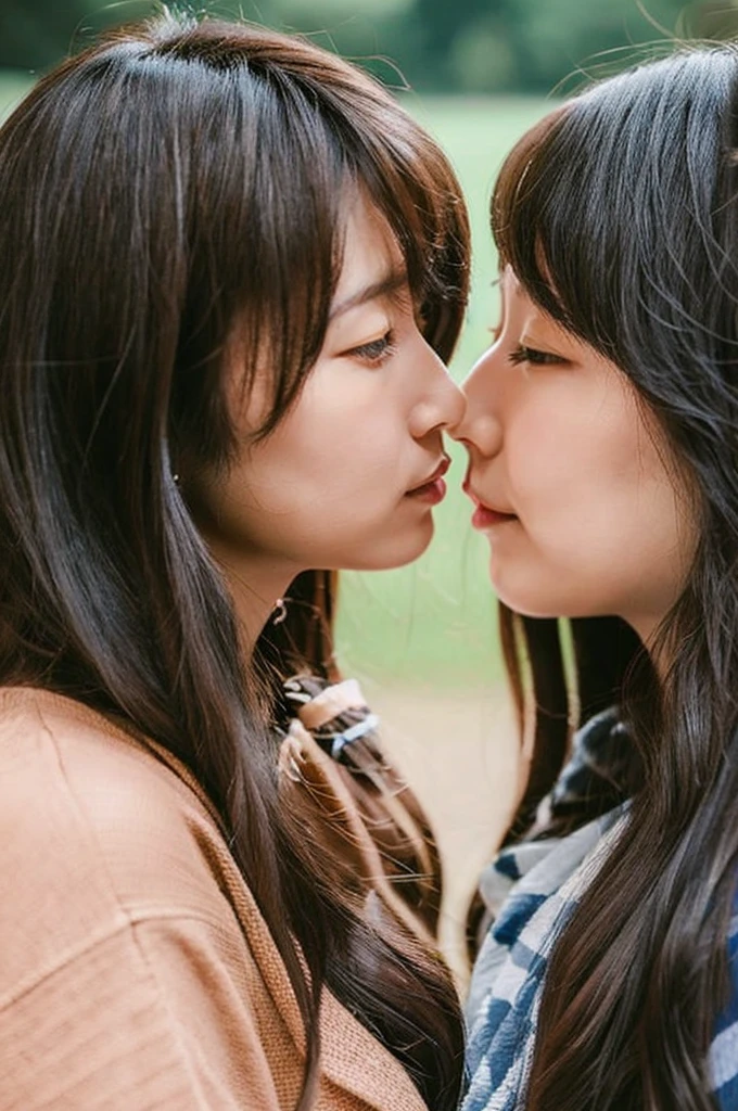 Just two persons　A 28-year-old woman and her 20-year-old daughter　My daughter is as cute as an idol.　Face to face deep kiss　Medium Bust