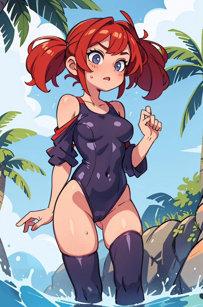 Girls in an unusual swimsuit
