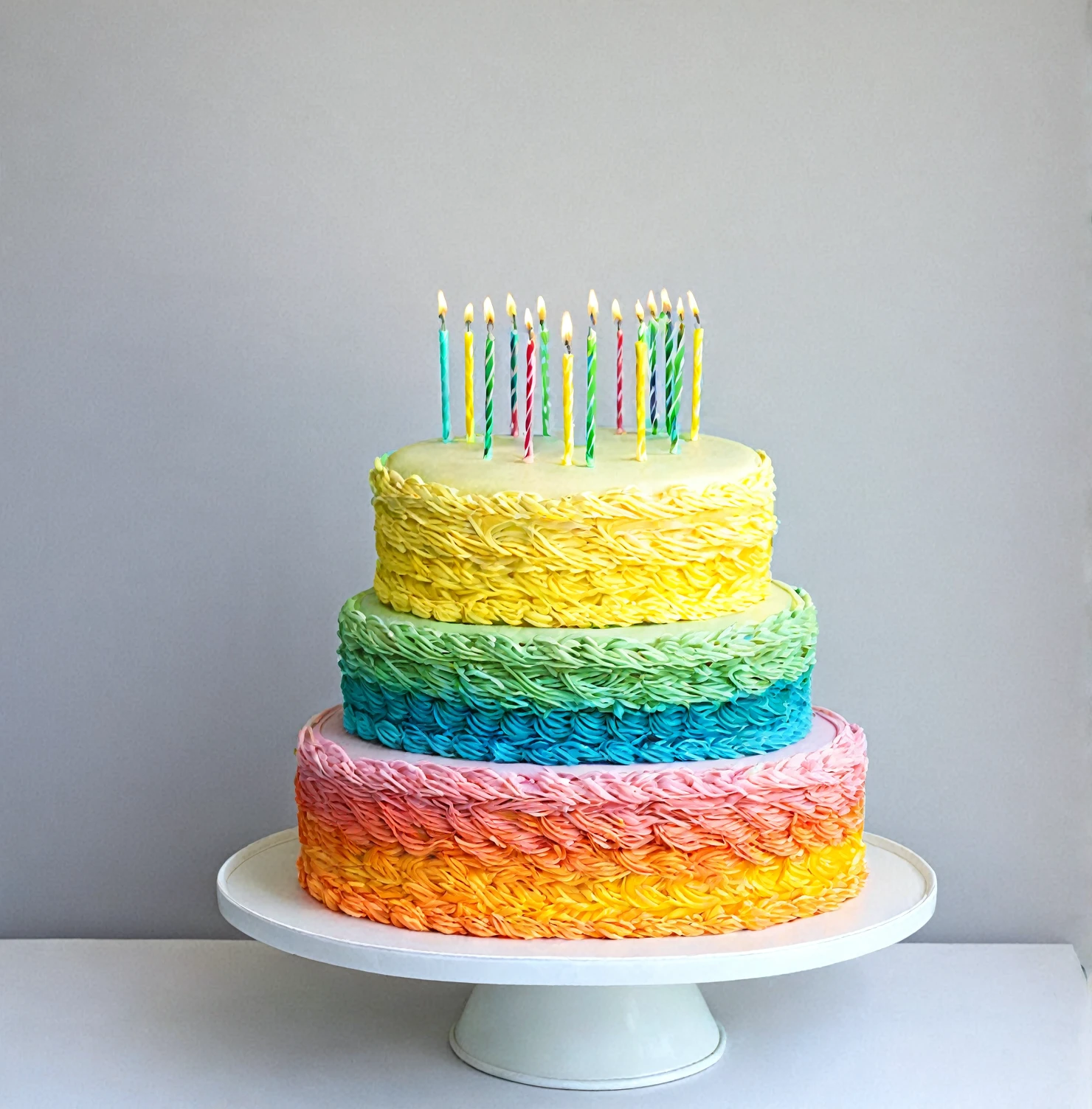 Rainbow Color 2-Tier Birthday Cake.