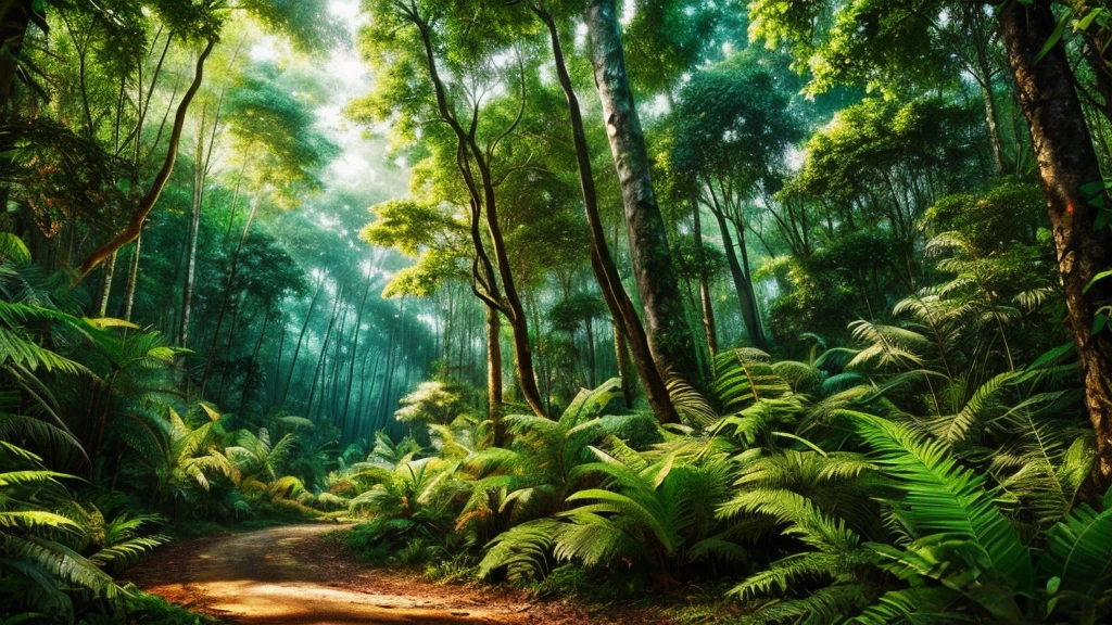 nature in the forest, illustration,(((best quality))),((ultra-detailed)), Real film style, nature, jungle, scenery