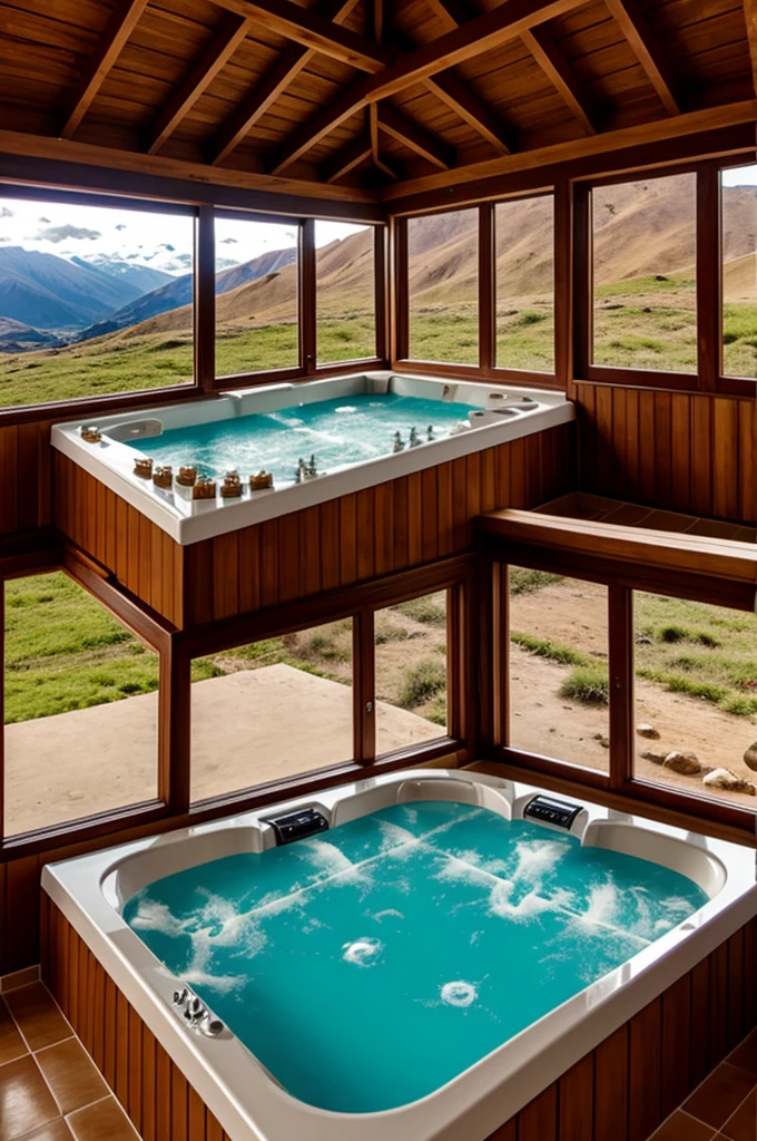 Four bathrooms with Andean-themed Jacuzzi Aguayos
