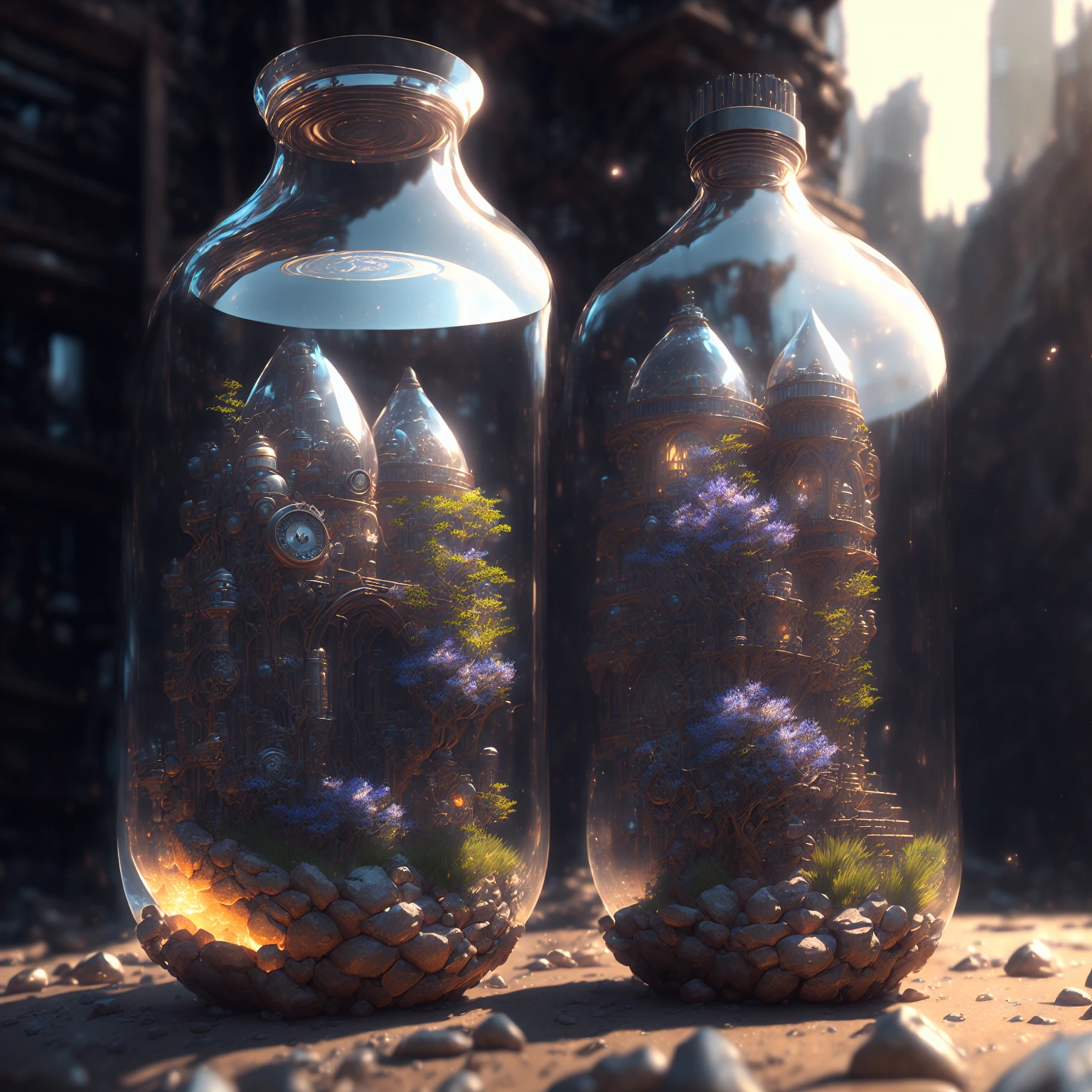 dreamlike art world in a bottle, realistic, photo, canon, dreamlike, art, colorful waterfall hyperdetailed photorealism by greg rutkowski - h 1024 w 804 | f 1 6 lens mark 2:2 s 3555 mm film grain :1 lifelike high res sharp focus contrast!! intricate detailed atmospheric light refraction lighting unreal engine 5 cinematic concept photography masterpiece octane render trending at cgsociety rendered as