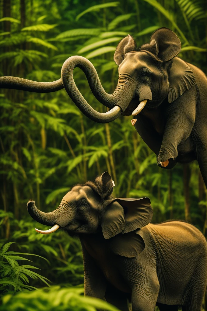 elephant and mouse in the jungle