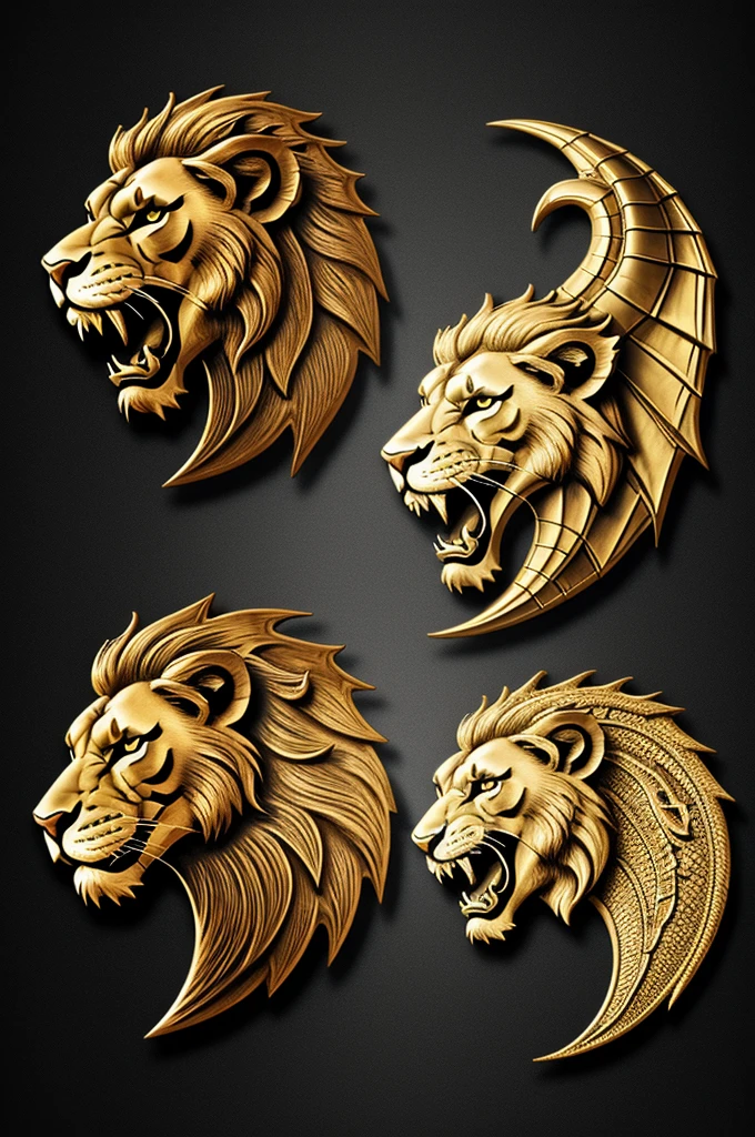 Biker logo a lion and dragon looking at each other