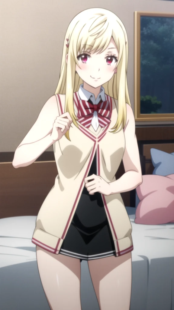 personaje de anime acostado en una cama con una almohada y medias, anime girl in a mucama costume, gorgeous mucama, mucama outfit, barbie anime en medias blancas, anime cat girl in a mucama costume, mucama vestido, wearing mucama uniform, french mucama, in vestido, mucama, anime mucamas riding early tanks, cosplay de un chico gato! mucama! vestido yamada_yellow, 1chica , by rubio, alone, wide, hair ornament, , smile, bow, red eyes my dress darling anime, beautiful seductress anime