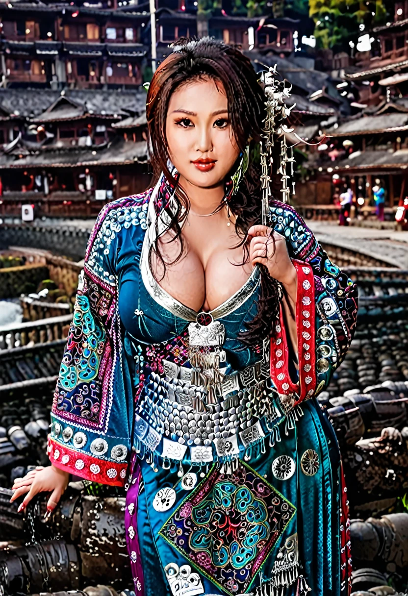 Beautiful asian woman, brunette, busty