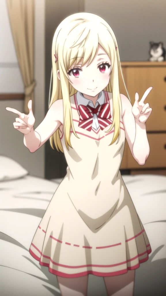 personaje de anime acostado en una cama con una almohada y medias, anime girl in a mucama costume, gorgeous mucama, mucama outfit, barbie anime en medias blancas, anime cat girl in a mucama costume, mucama vestido, wearing mucama uniform, french mucama, in vestido, mucama, anime mucamas riding early tanks, cosplay de un chico gato! mucama! vestido yamada_yellow, 1chica , by rubio, alone, wide, hair ornament, , smile, bow, red eyes my dress darling anime, beautiful seductress anime