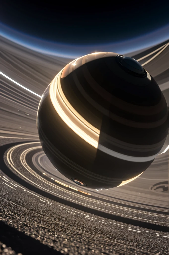 A soccer ball with the rings of Saturn in space