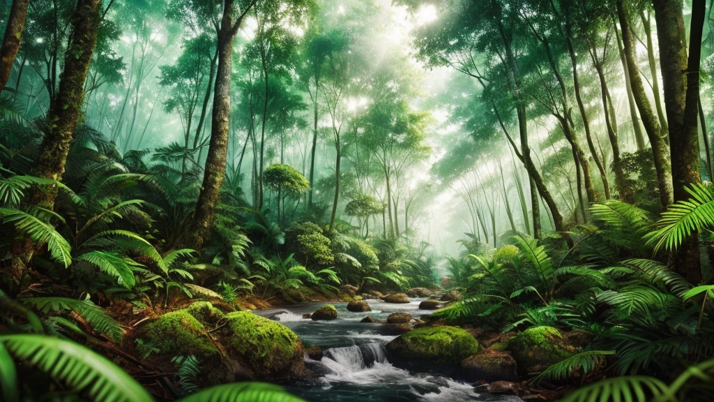 nature in the forest, illustration,(((best quality))),((ultra-detailed)), Real film style, nature, jungle, scenery