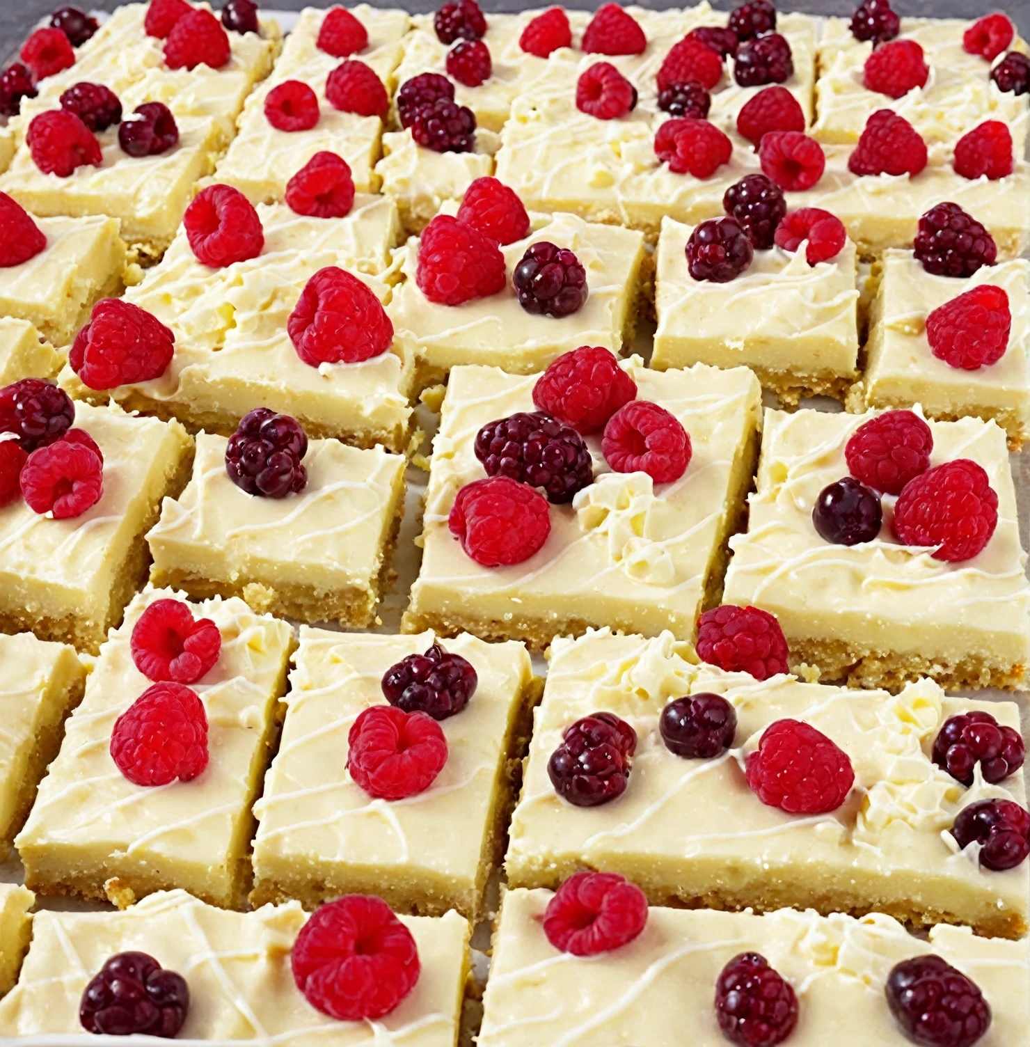 Cake filling and topping made with white chocolate combined with red fruits.