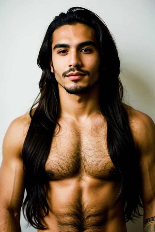 Mixed Italian-Mexican man with long hair