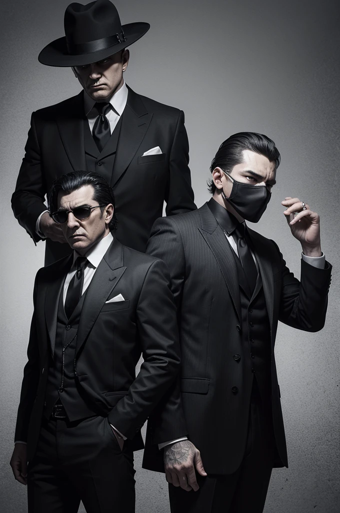 A fanfic cover with elements that represent the mafia, texturas, dark style.