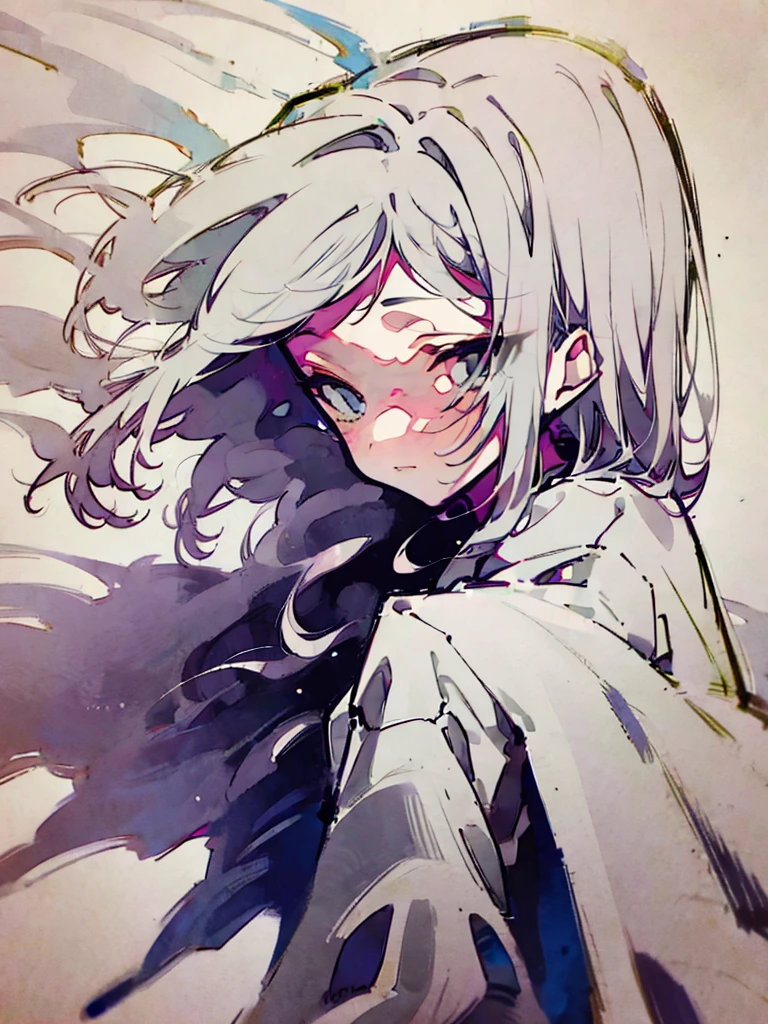 Masterpiece Best Night Full Moon 1 Woman Elder Sister Sister Yu Cold Face Expressionless Silver White Long Hair Woman Light Pink Lips Calm Intelligent Three Stripes Gray Eyes Killer Short Knife, flowers, hand details, Finger details,