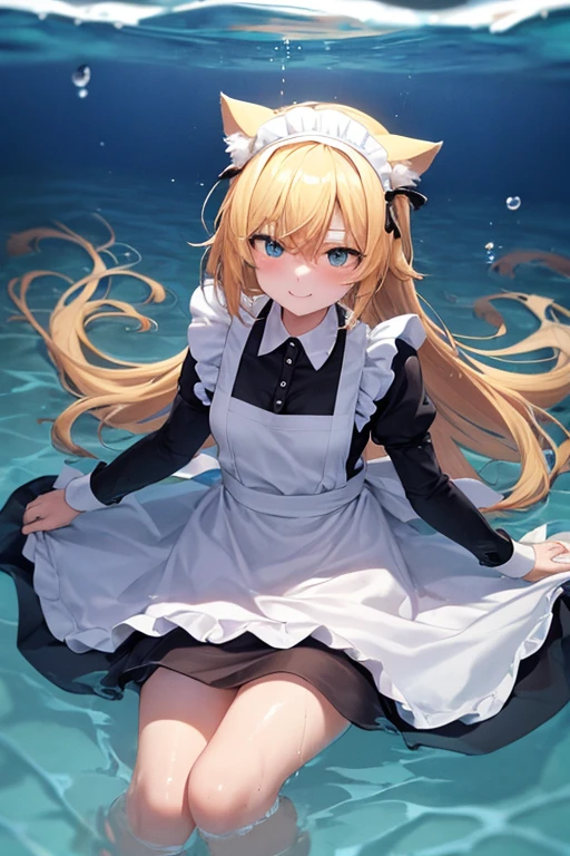 (Super best quality)(Highest quality)(Attention to detail)
Maid clothes, White apron, Headband, (Fashionable clothes)
Gothic Dress, ribbon, Maid clothes, (白と黒のMaid clothes)
Ocean, Beach, (Wave, Wave打ち), 高Wave, 荒Wave, In the water, (Waterlogged), Water Play,
((Even my clothes are wet 1.1))((Even my clothes are soaked in water)), (Water drop 1.1), Soaking wet, ((Deep water depth)) ((Deeply immersed))
Blonde, Blue Eyes, Cat ear, tail, cute, Naughty, The best smile, Water droplets all over the body((全身にWater drop 1.1)), Long, Water drops on my arms, Water drips from the clothes, Small breasts, Less exposure, Floating offshore, The clothes are sinking,