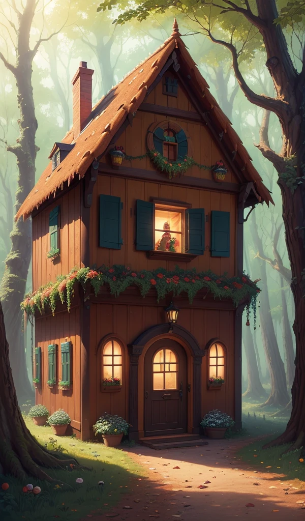 (anime, digital paint, candy house nestled in a forest clearing, vibrant and colorful, astonished faces of the children, candy and sweets decorations, walls made of gingerbread and candy sweets and treats, fairy tale setting, viewed from a low angle with trees framing the scene, inviting and magical ambiance)