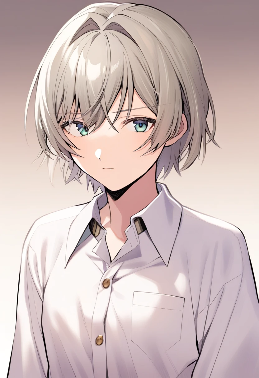 nagisa kaworu,collared shirt, white background, closed mouth