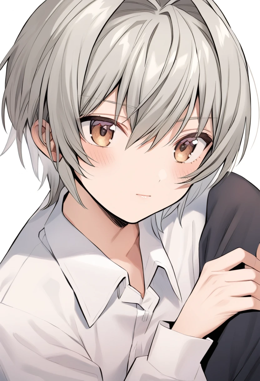 nagisa kaworu,collared shirt, white background, closed mouth