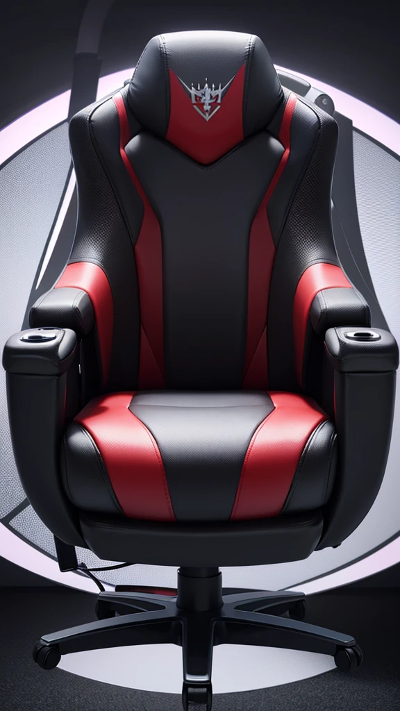 A floating gaming chair, Surreal, kings chair style, with lights that come from within, It does not have legs or wheels but rather a base that makes it float magnetically., gamer atmosphere 