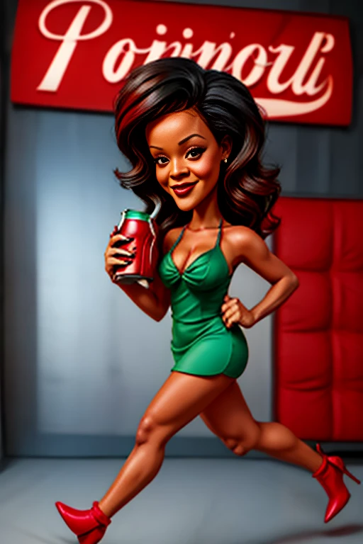 8k, Babes, cartoon woman running with a soda and a book, caricature!!!, caricature style, caricature, caricature illustration, in cartoon style, caricature, cartoon style illustration, digitally colored, by Hugh Hughes, caricaturist, Rihanna, caricature, caricature, cartoon illustration, cartoon style, cartoon art style, by Warren Mahy, by Max Buri
