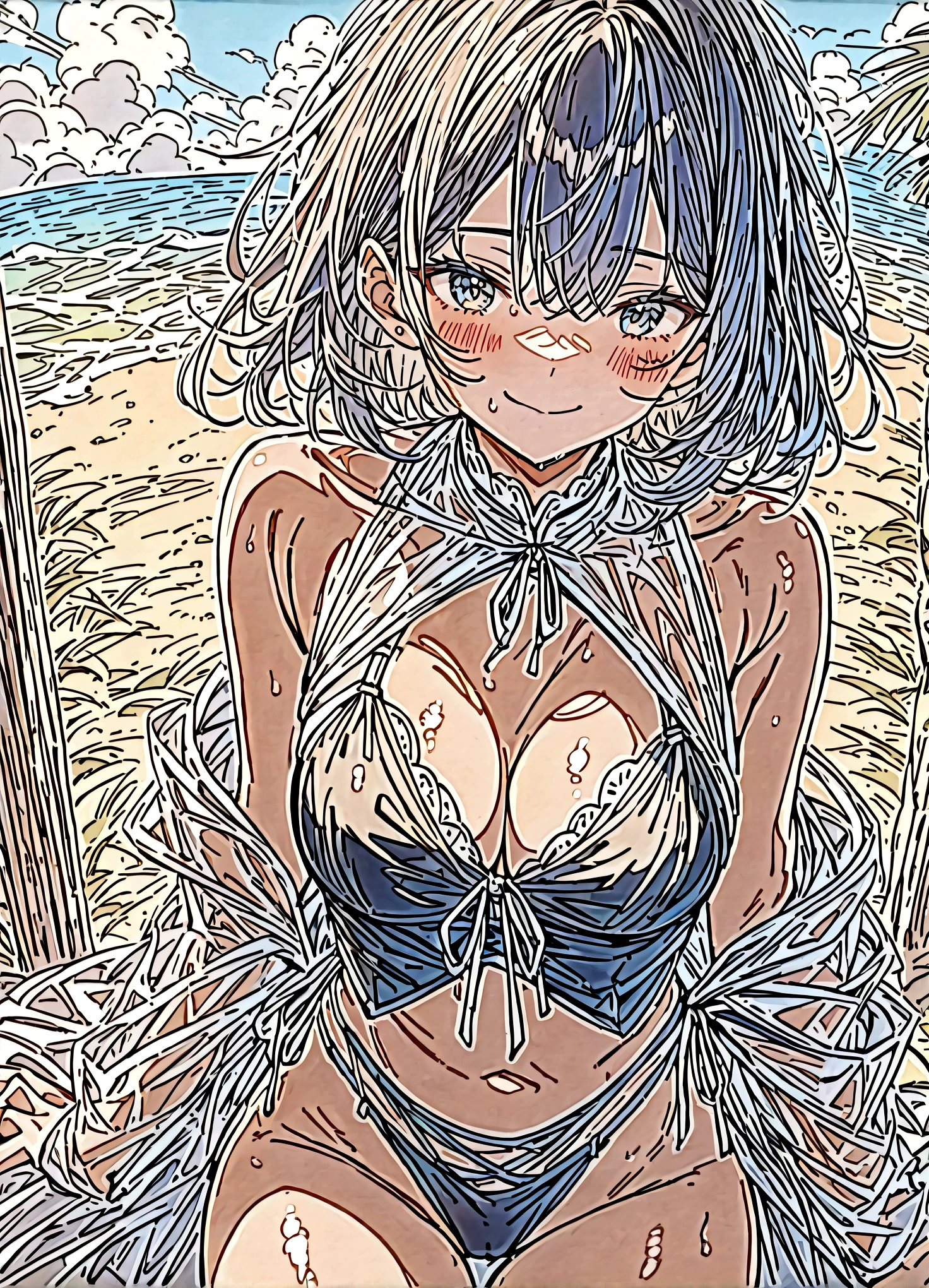 nsfw, (Muted Tone),
Delicate, Detail, Masterpiece,
women with black bikini,smile,
Cowboy shot, cleavage,beach,
BREAK
Artistic, memorable masterpieces, moments in history,
(fantastical and mesmerizing scenery) Watercolor,
Delicate, Detail,
(masterpiece:1.2),(best quality:1.2),
newest,intricate details,