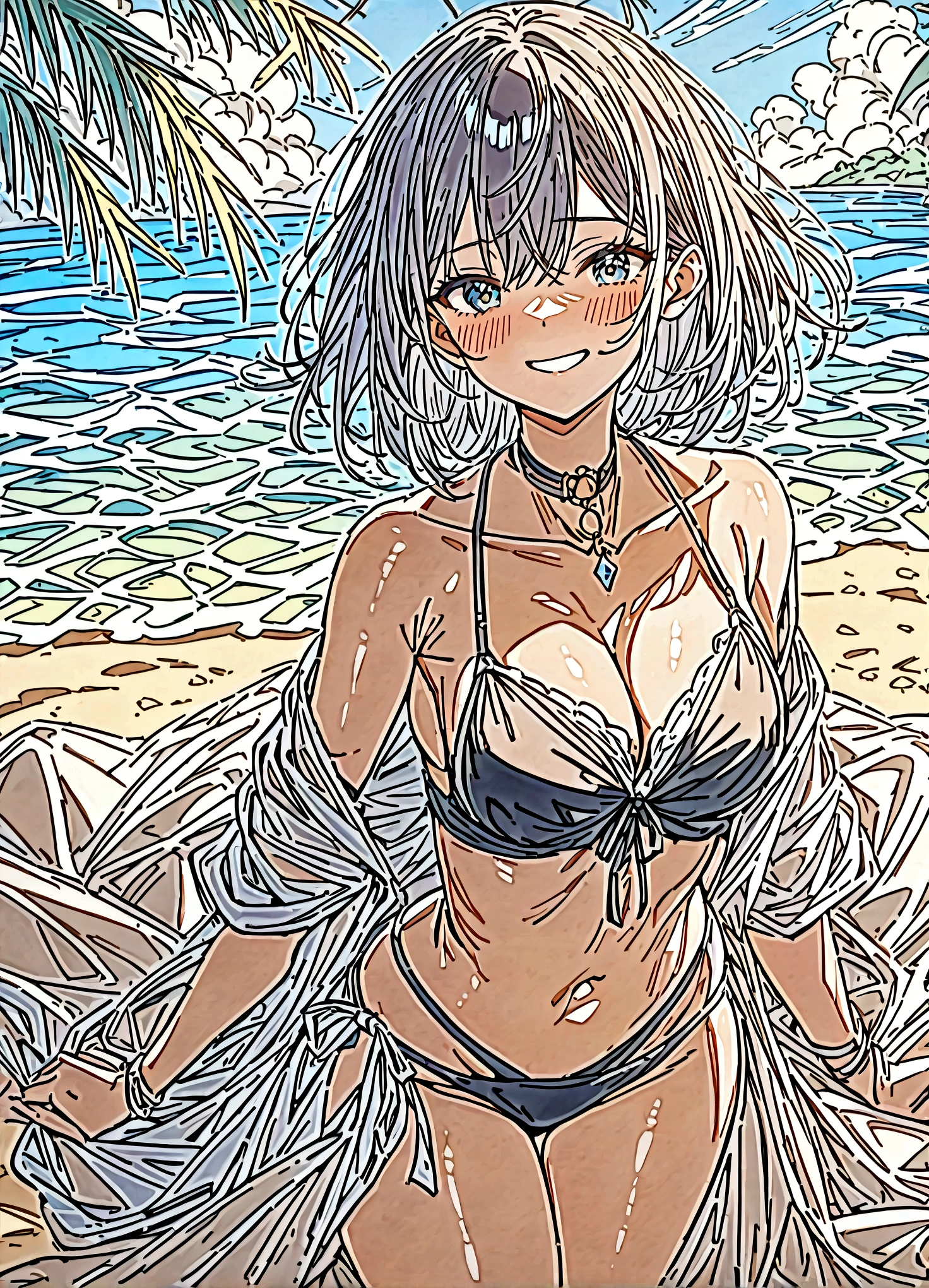 nsfw, (Muted Tone),
Delicate, Detail, Masterpiece,
women with black bikini,smile,
Cowboy shot, cleavage,beach,
BREAK
Artistic, memorable masterpieces, moments in history,
(fantastical and mesmerizing scenery) Watercolor,
Delicate, Detail,
(masterpiece:1.2),(best quality:1.2),
newest,intricate details,