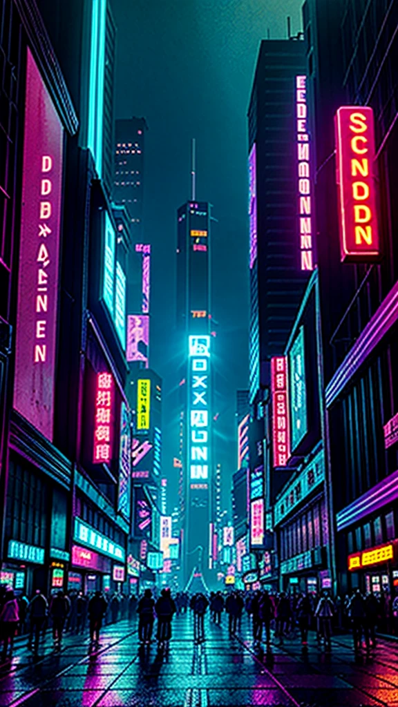 a crowd, cyberpunk, neon --ar 4K