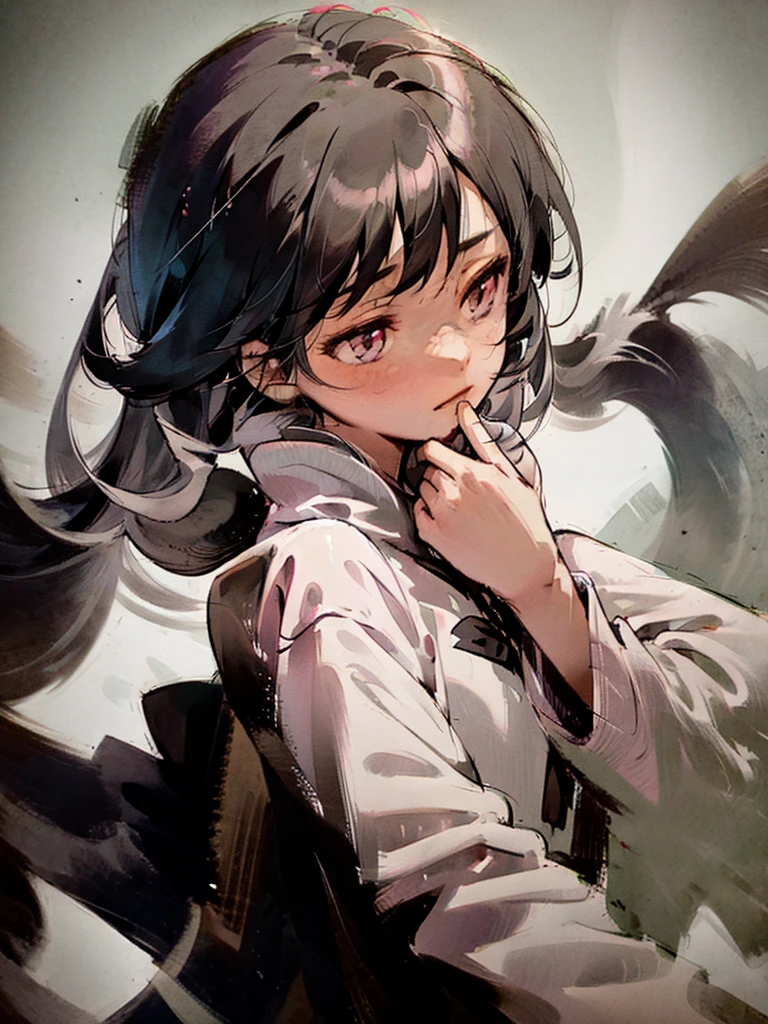 Masterpiece Best Night Full Moon 1 Woman Elder Sister Sister Yu Cold Face Expressionless black-white Long Hair Woman Light Pink Lips Calm Intelligent Three Stripes pink Eyes Killer Short Knife, flowers, hand details, Finger details,