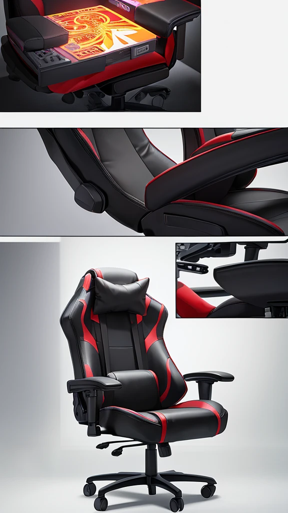 A floating gaming chair, Surreal, kings chair style, with lights that come from within, It does not have legs or wheels but rather a base that makes it float magnetically., gamer atmosphere