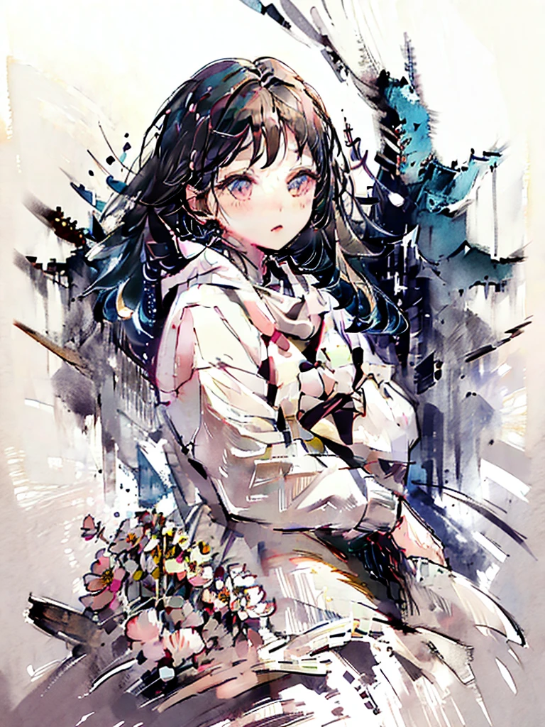 1girl, Monita Turangan, high school white shirt, Medium-Length Layered Hair, black hair, realistic , ultra detail, 70mm lens